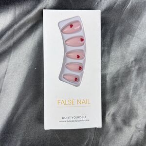Valentine's‎ Day Almond Press on Nails Red Heart Nude False Art 24pcs FAST SHIP!